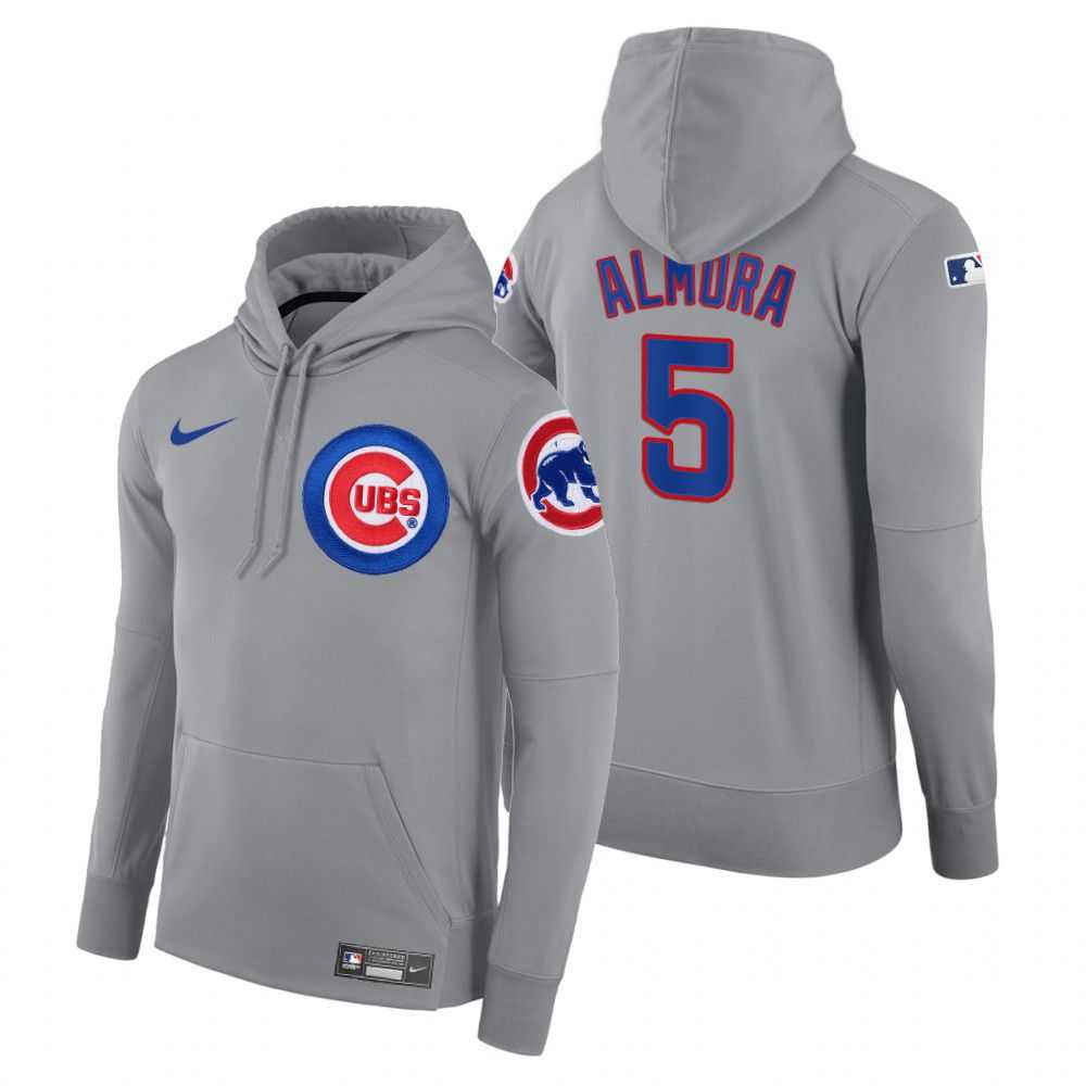 Men Chicago Cubs 5 Almora gray road hoodie 2021 MLB Nike Jerseys